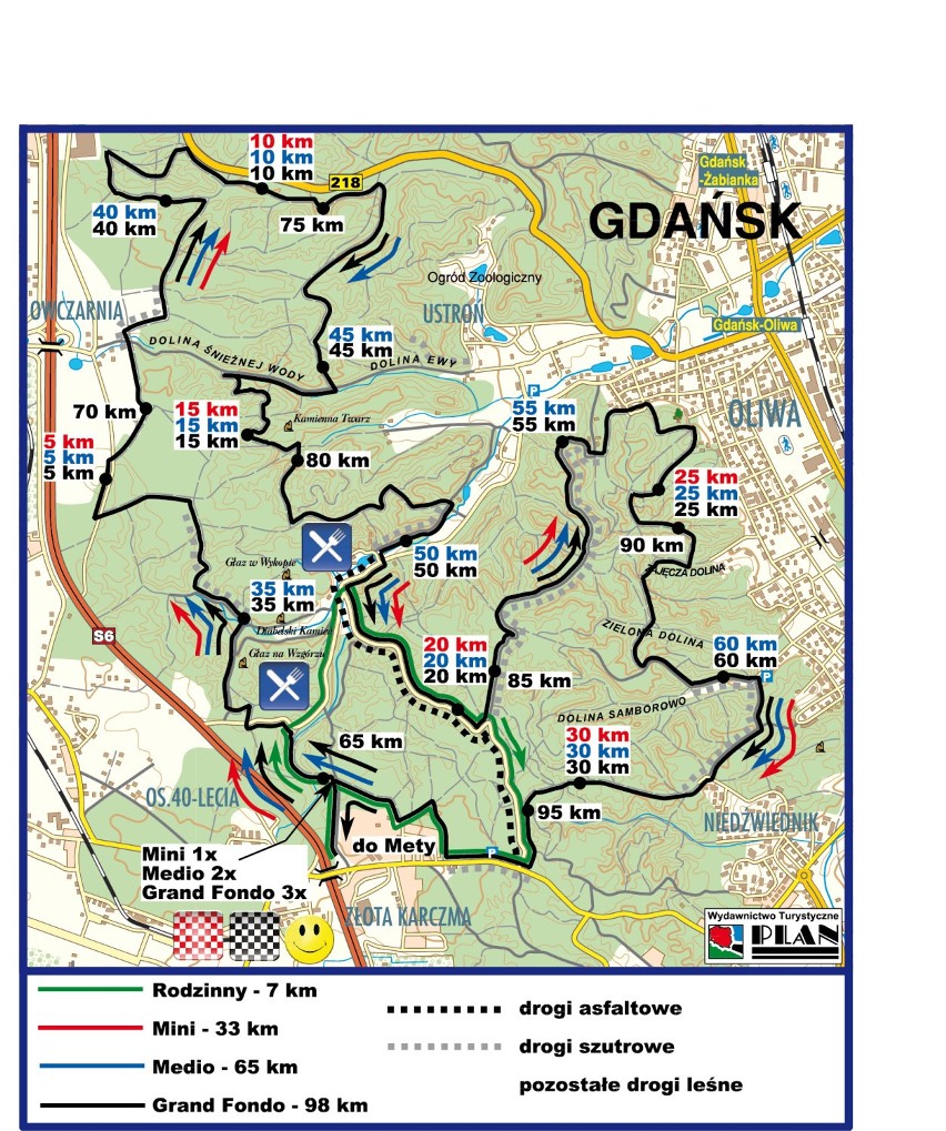 Mapa gdańskiej trasy Skandia Maraton Lang Team 2015