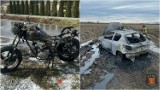 Seria pożarów pojazdów w regionie. Na drodze pod Tarnowem zapalił się motocykl, a koło Bochni doszczętnie spłonął samochód