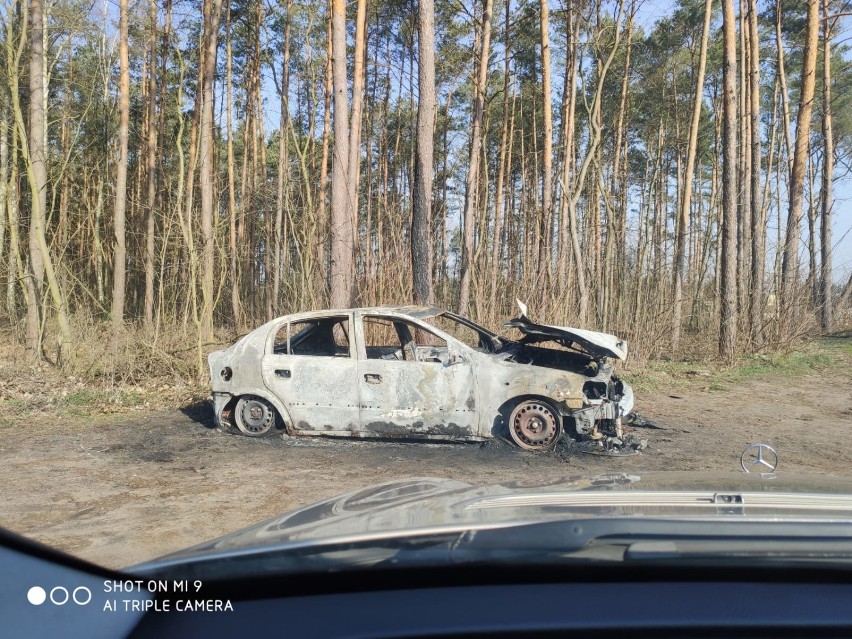 Pożar samochodu przy cmentarzu w Szadku. Prawdopodobne podpalenie