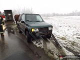 Kolizja w Chlewiskach: Przyczepa z koniem przewróciła się do rowu (ZDJĘCIA)