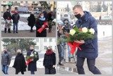 Włocławek. Rocznica wyzwolenia Włocławka - przedstawiciele lewicy złożyli kwiaty pod pomnikiem [zdjęcia]