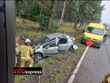 Wypadek na DK46 w Lisowie, w pow. lublinieckim. Samochód "koziołkował" i wpadł do rowu