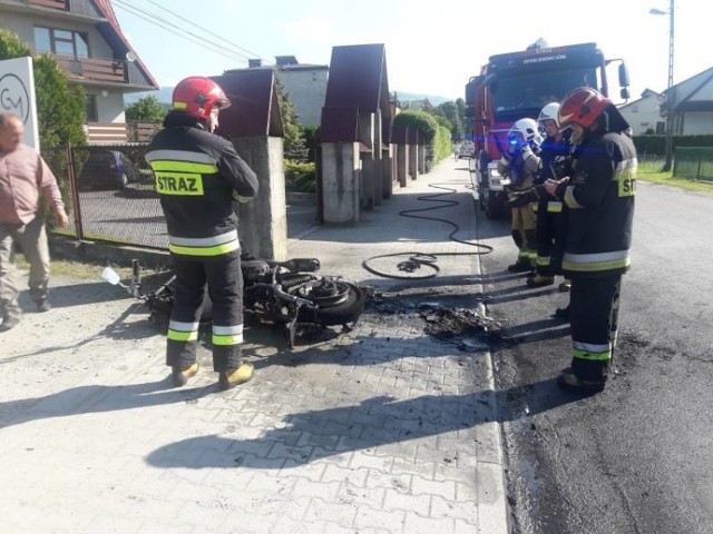 Nikt nie ucierpiał w pożarze motocykla w Gołkowicach Górnych
