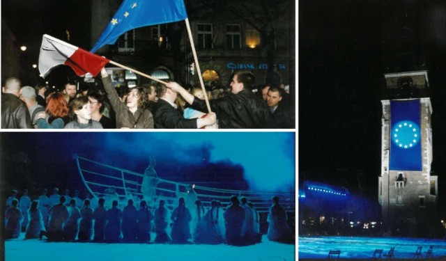 W nocy z 30 kwietnia na 1 maja 2004 w Krakowie odbyło się wielkie widowisko na płycie Rynku Głównego. Tłumy krakowian oglądały przedstawienie pokazujące w skrócie historię Polski i miasta. A po północy rozpoczęła się wielka feta.