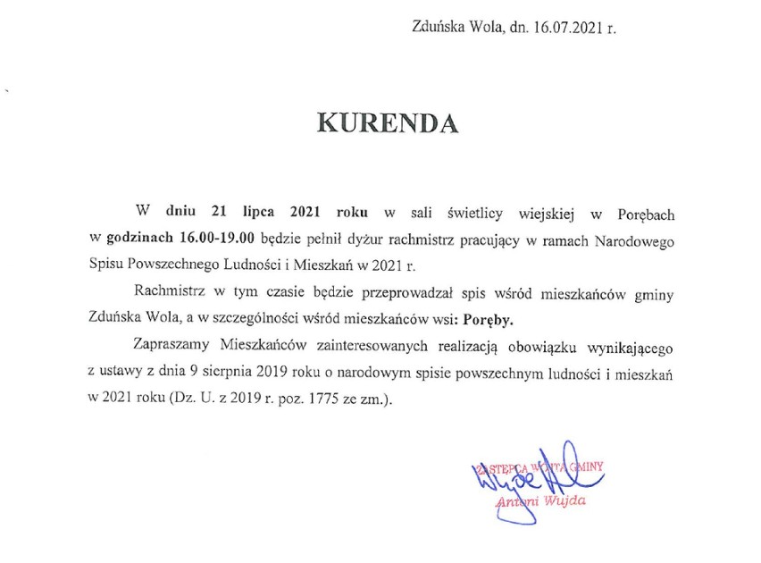 Rachmistrzowie spisowi dyżurują w gminie Zduńska Wola. Gdzie będą w tym tygodniu?
