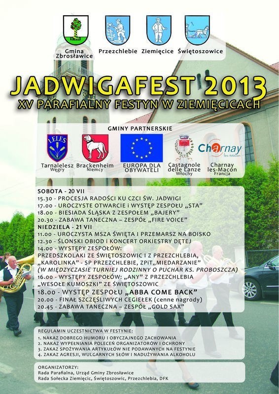 Plakat Jadwigafest 2013 w Ziemięcicach