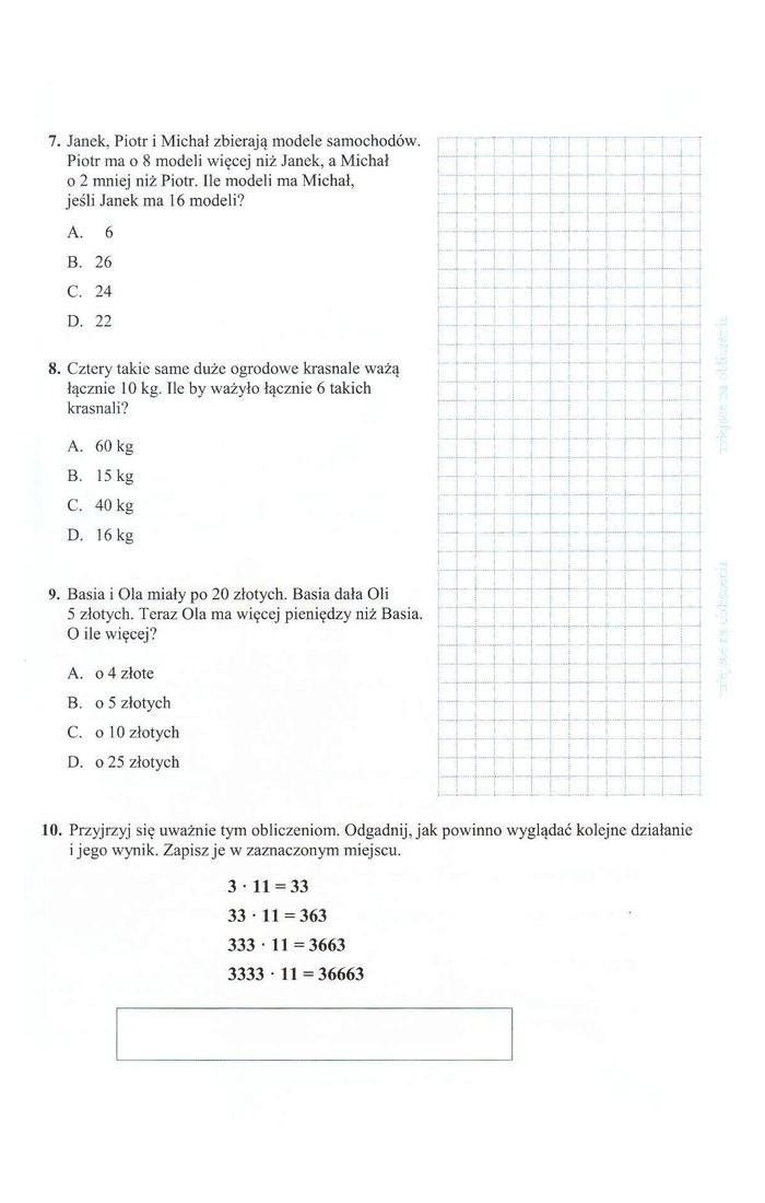 Sprawdzian trzecioklasisty - matematyka (arkusz - M1)