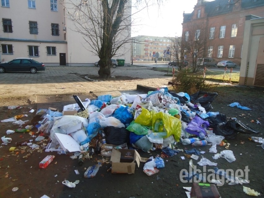 Sterta śmieci na Starym Mieście w Elblągu