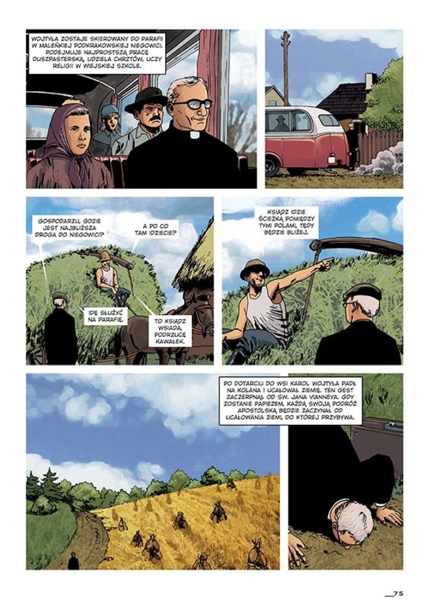 Wybrane strony komiksu o Janie Pawel II