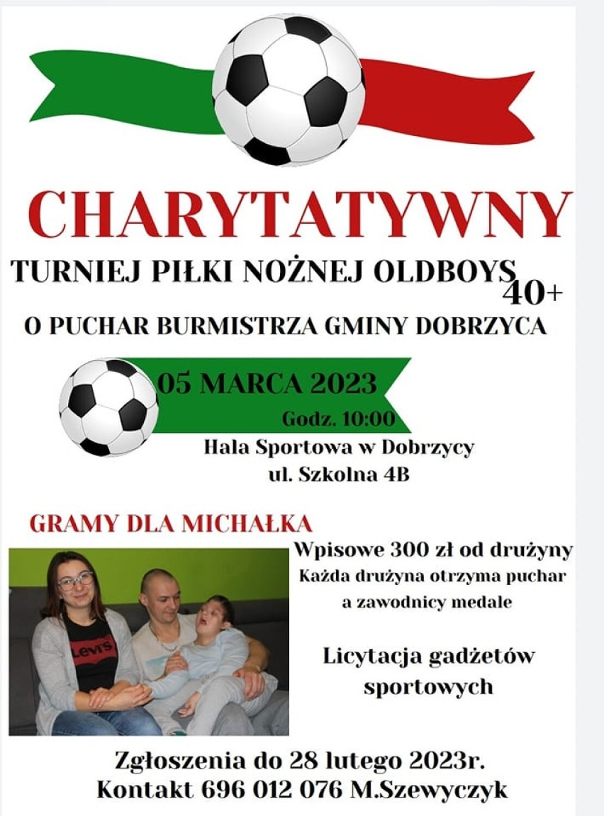 5 marca 2023 roku w Dobrzycy odbędzie się charytatywny turniej halowej piłki nożnej oldboys 40+