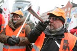 Strajk generalny, Sosnowiec: Związkowcy protestowali dziś na Patelni [ZDJĘCIA + WIDEO]