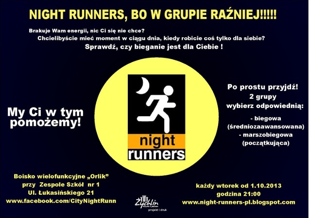 Zaproszenie na nocne bieganie w Żychlinie