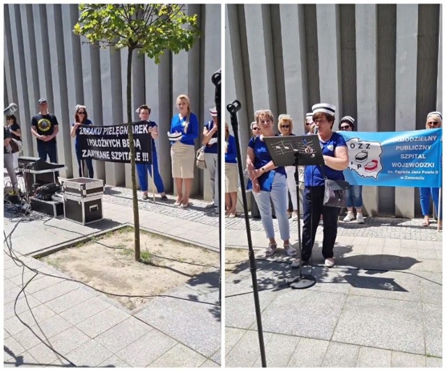 Poniedziałkowy protest pielęgniarek przed Urzędem Marszałkowskim w Lublinie