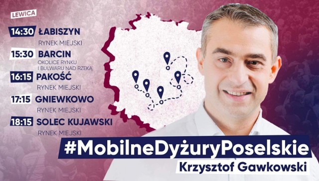 Poseł Lewicy Krzysztof Gawkowski w środę (31.08.2022) spotka się z wyborcami w pięciu miejscowościach województwa kujawsko - pomorskiego.