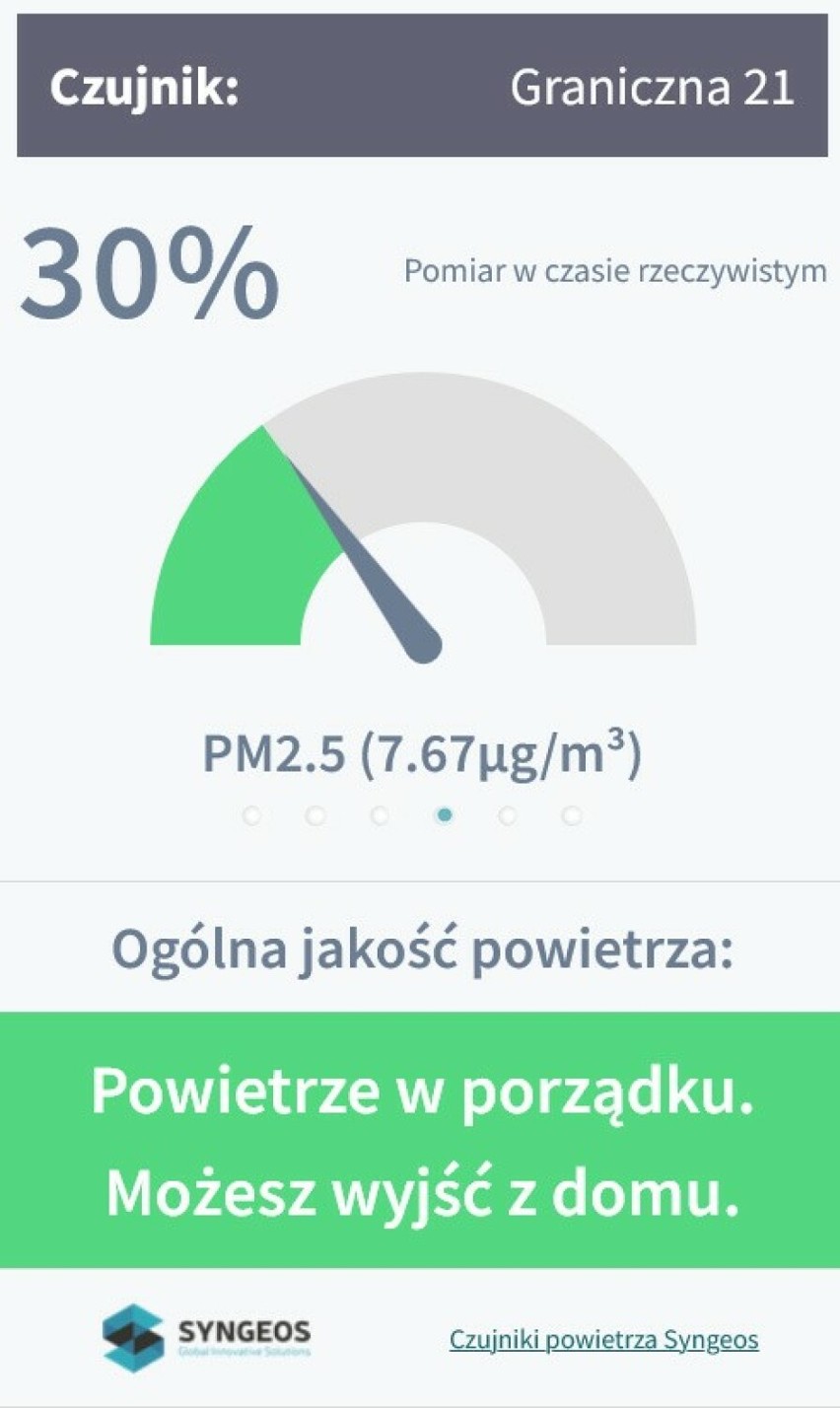 Dane o jakości powietrza w Dąbrowie Górniczej w poniedziałek...