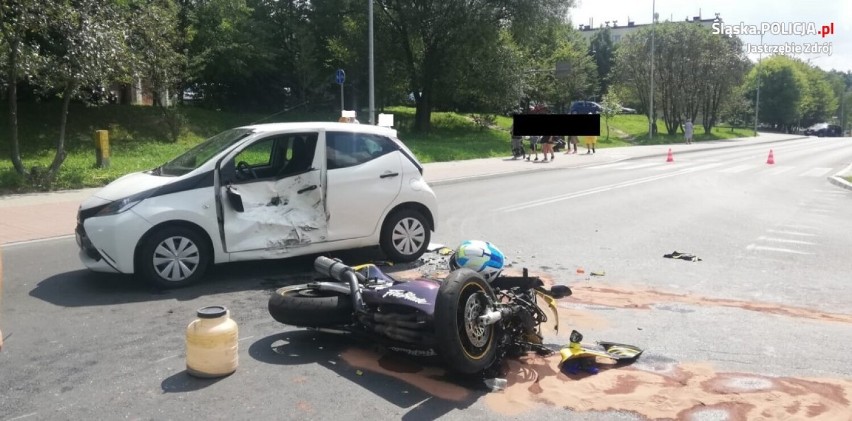 W wypadku w Jastrzębiu ucierpiał motocyklista i jadąca...