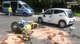 Jastrzębie: samochód zderzył się z motocyklem. Toyota wymusiła pierwszeństwo hondzie. Dwie osoby trafiły do szpitala