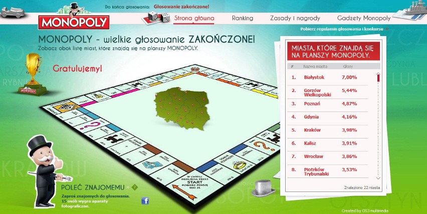 Poznań wywalczył miejsce na planszy Monopoly