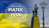 Łódź Solidarna z Ukrainą. Wiec poparcia dla Ukrainy na Placu Wolności w Łodzi