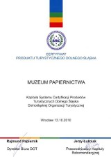 Muzeum Papiernictwa w Dusznikach-Zdroju docenione przez Dolnośląską Organizację Turystyczną