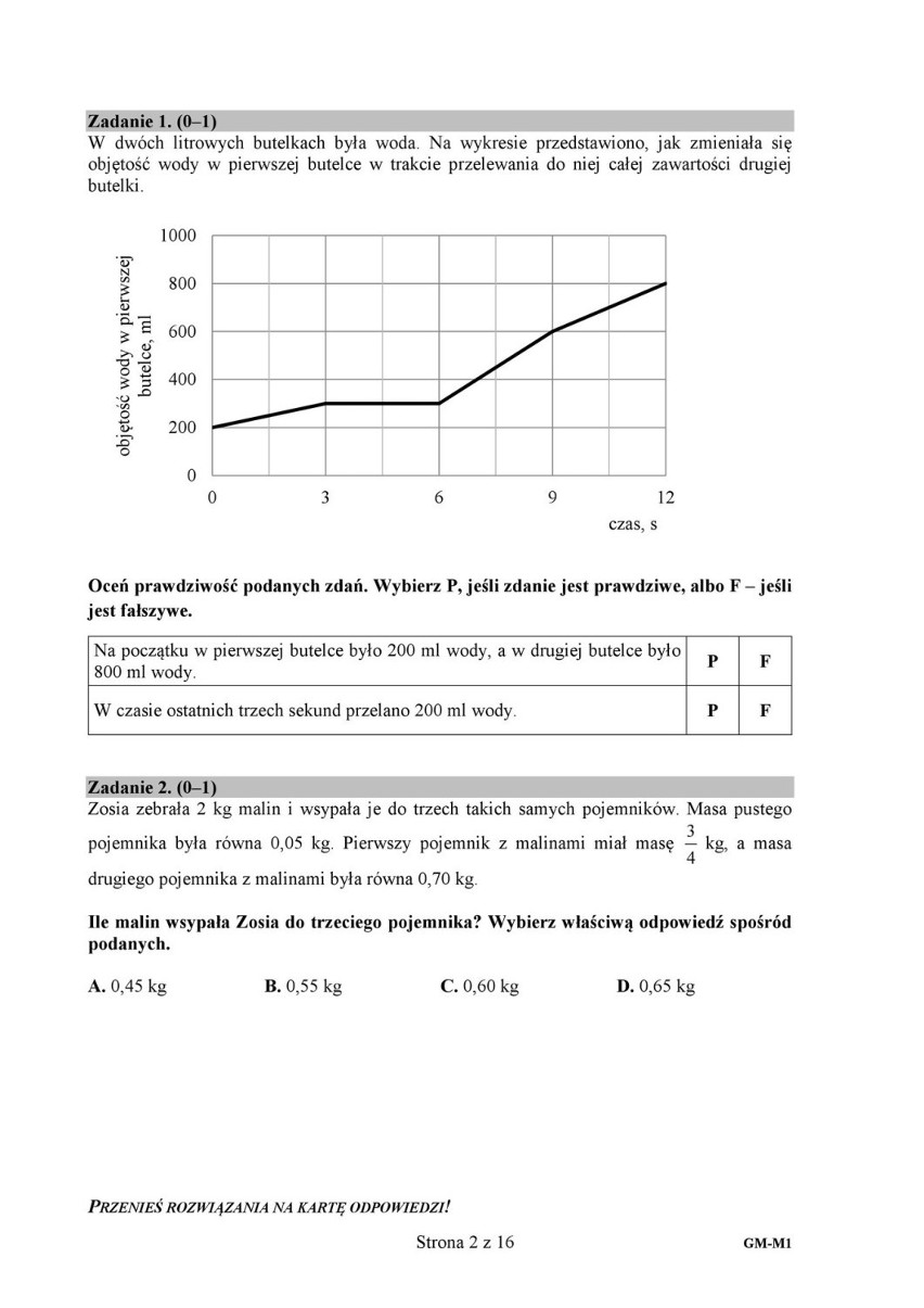 Egzamin gimnazjalny 2019 matematyka ODPOWIEDZI