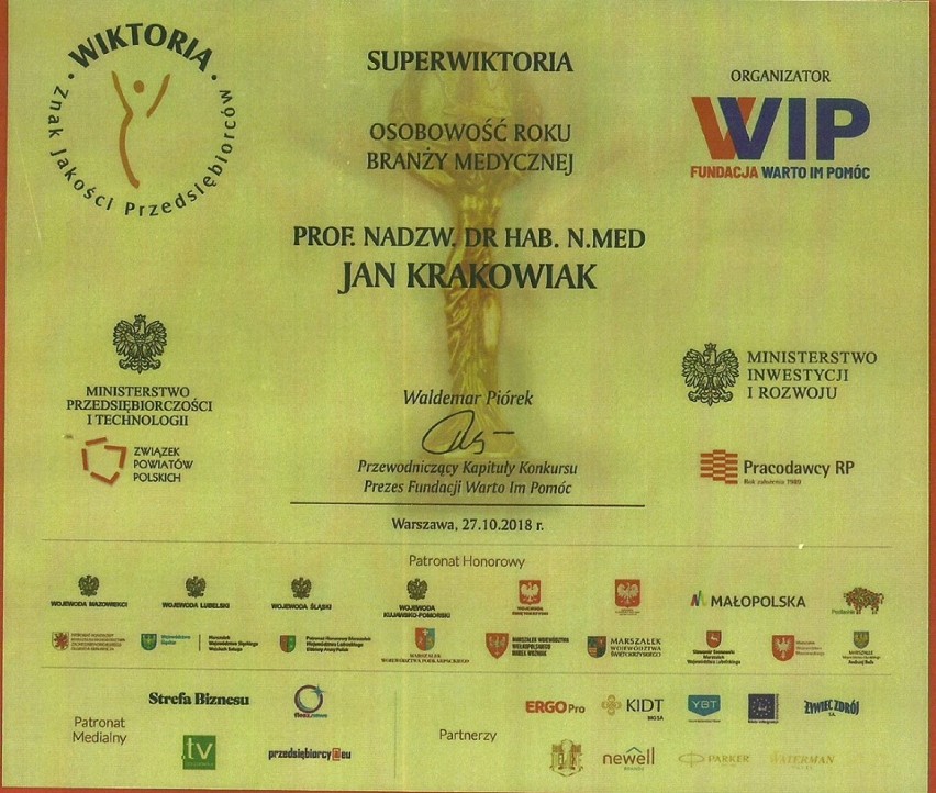 Nagroda Super Wiktoria - Osobowość Roku Branży Medycznej dla...