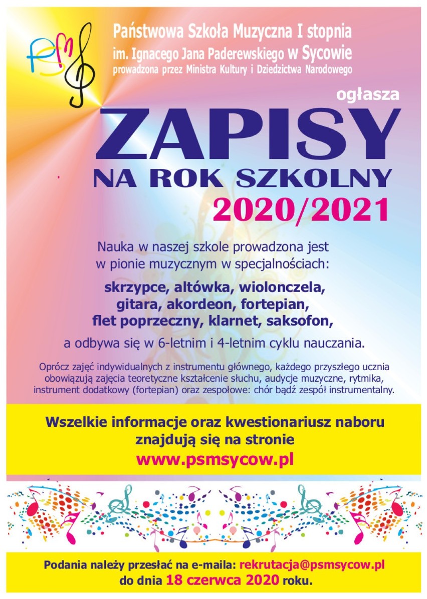 Sycowska Szkoła Muzyczna zachęca do zapisów na nowy rok szkolny