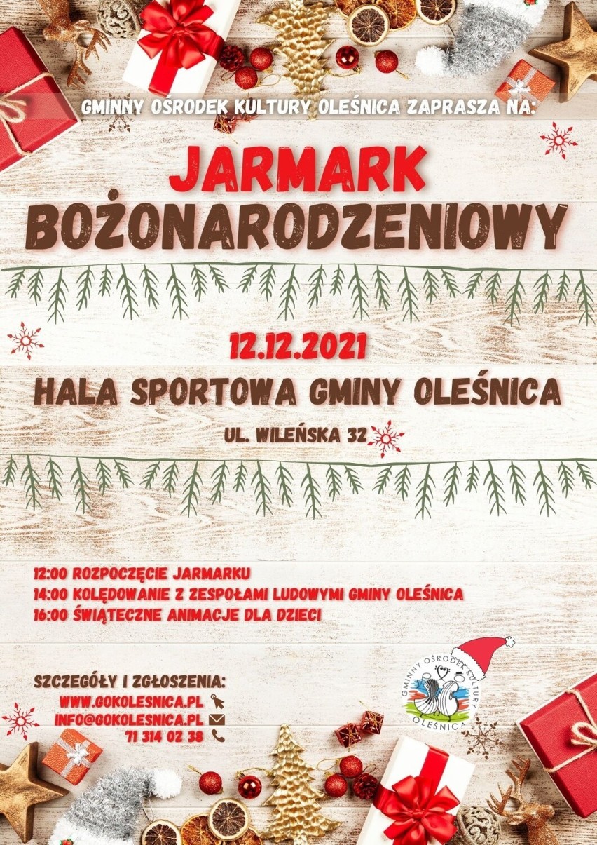 Jarmark Bożonarodzeniowy w Oleśnicy już dziś w gminnej hali. Co się będzie działo?