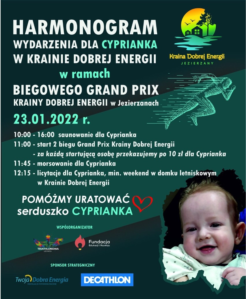 Jutro w Krainie Dobrej Energii w Jezierzanach kolejna impreza dla chorego Cyprianka spod Legnicy. Zobacz program wydarzenia!