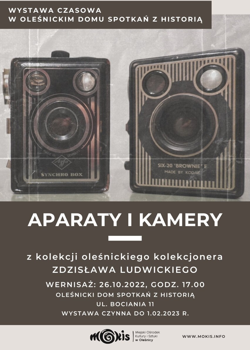 Aparaty i kamery na wystawie w Oleśnickim Domu Spotkań z Historią