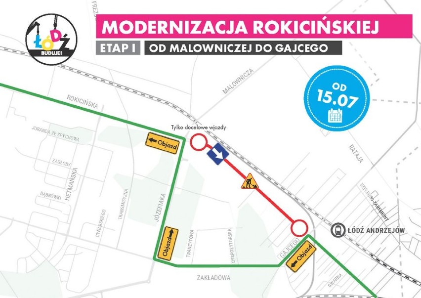 Rozpoczął się remont ulicy Rokicińskiej w Łodzi. Którędy dojechać od strony Tomaszowa? [ZDJĘCIA, OBJAZDY]