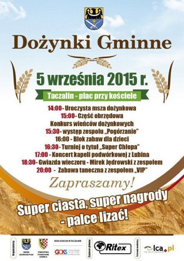 Plakat Dożynek Gminnych Gminy Legnickie Pole w Taczalinie