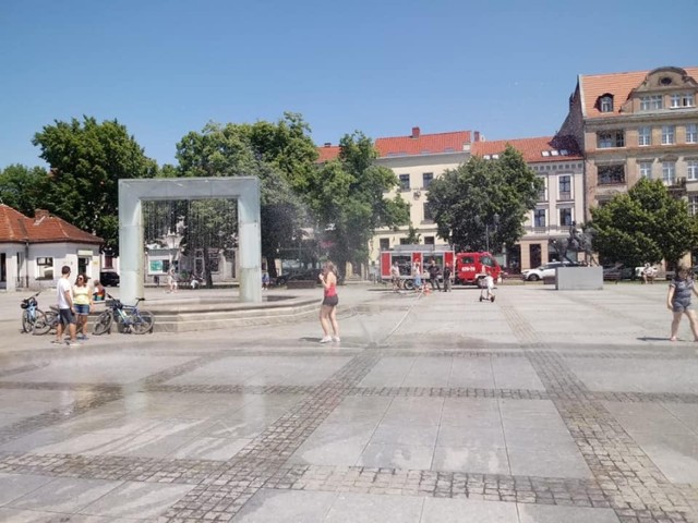 Kurtyna wodna na starówce w Chełmnie