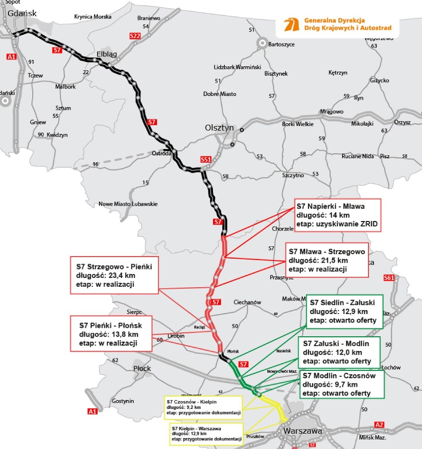 Sześć firm chętnych na rozbudowę S7 od Modlina do Czosnowa. Najtańsza oferta i tak przewyższa budżet drogowców