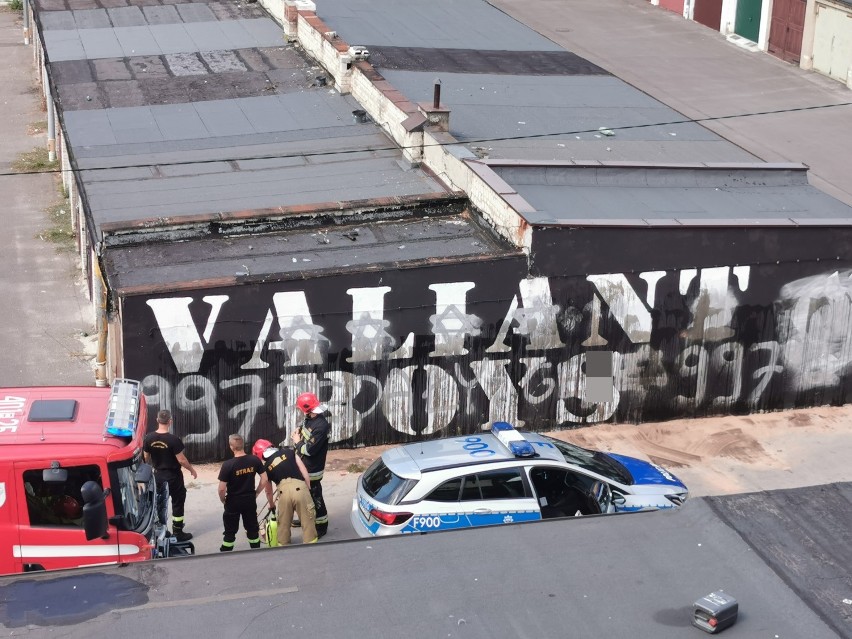 Wandale zniszczyli graffiti i pomalowali garaże. Interweniowała policja i straż pożarna [ZDJĘCIA]