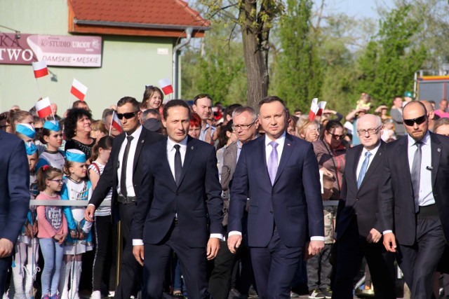 Rok temu Międzychód odwiedził Prezydent RP Andrzej Duda (29.04.2019).