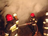 11 straży gasi ogień trawiący stolarnię