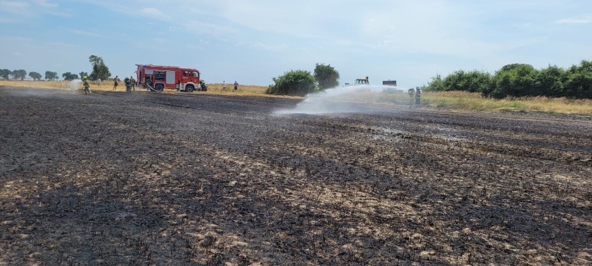Niebezpieczny pożar kombajnu i rżyska w gminie Sulejów,...