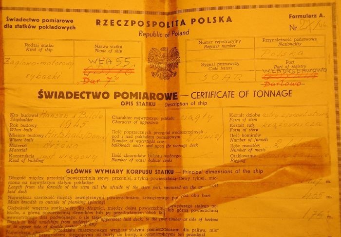 W Polsce kuter ten został zarejestrowany 5 maja 1946 roku i...