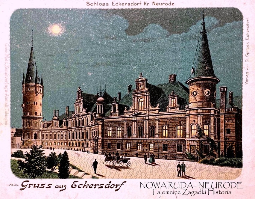 Pozdrowienia z Eckersdorf - Bożków. Pałac na pocztówce z...