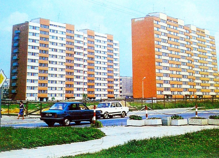Wieżowce pry ul. Kościuszki w latach 80-tych