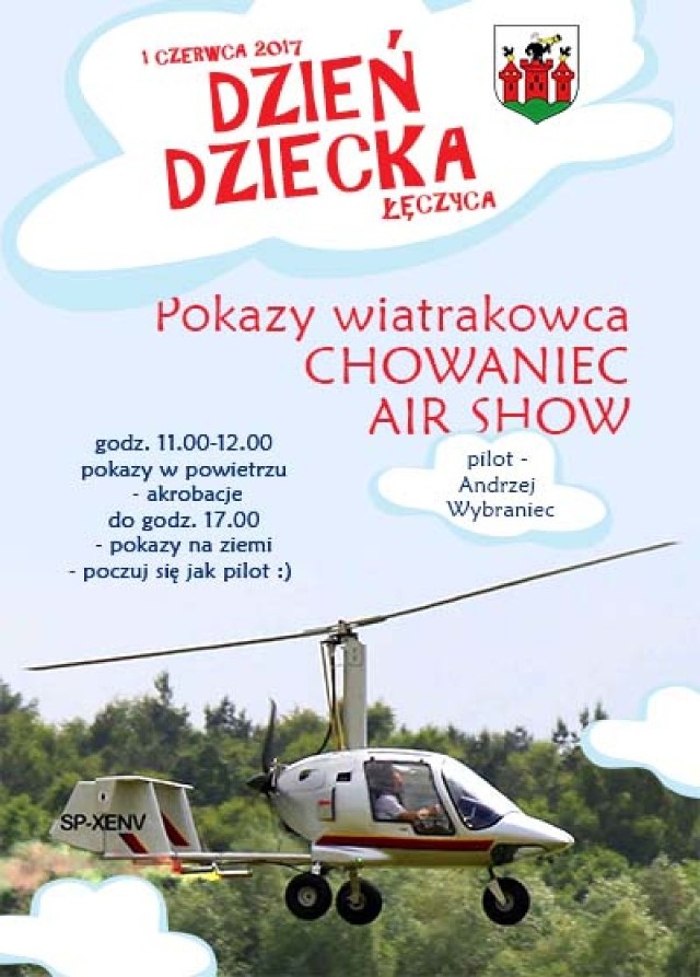 Pokaz wiatrakowca na Dzień Dziecka w Łęczycy