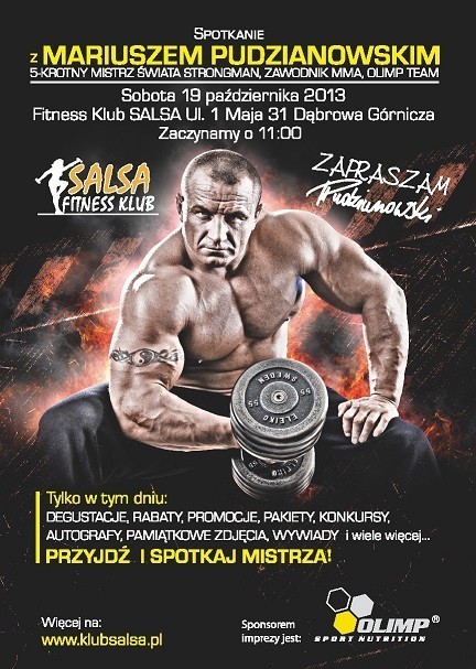 Mariusz Pudzianowski w fitness klubie Salsa będzie gościł w sobotę