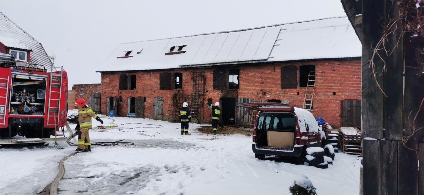 Pożar budynku gospodarskiego w Cisowie