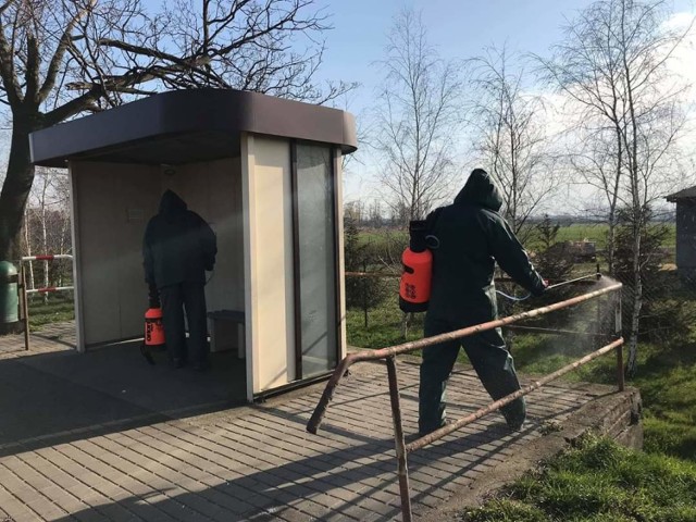 Gmina Śmigiel. Dezynfekcja przystanków autobusowych