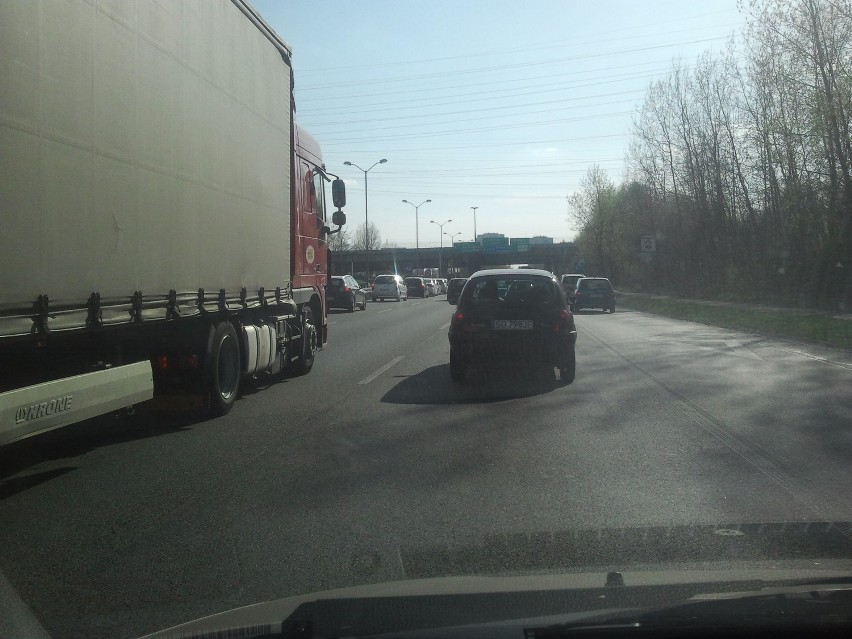 Wypadek A4 Mysłowice. Korek Katowice