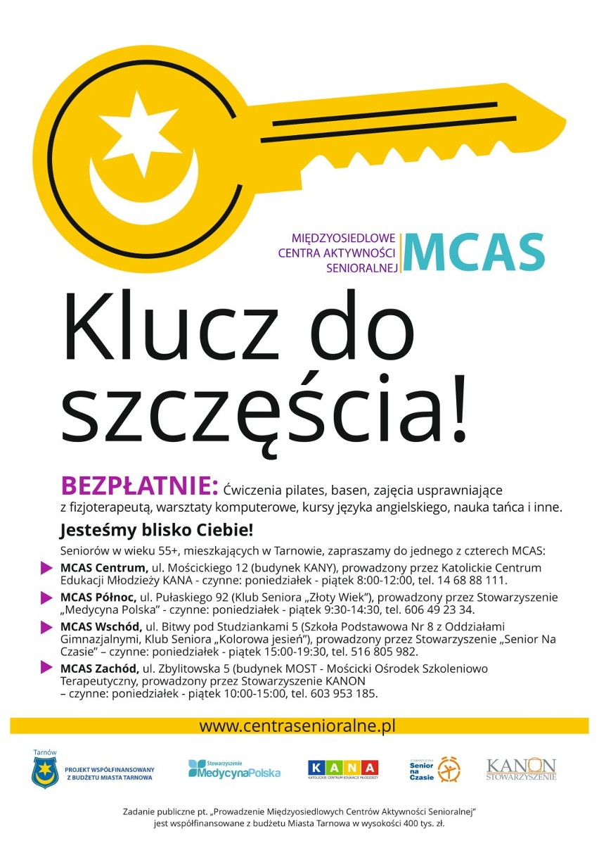 Seniorzy z Tarnowa mogą się już zapisywać na różne zajęcia w ramach MCAS 