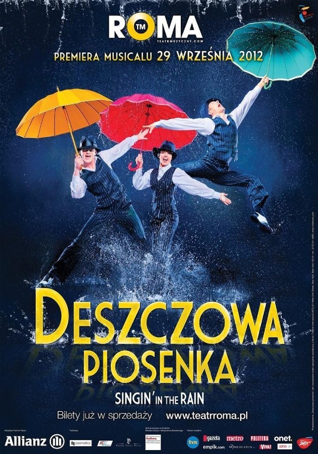 Plakat musicalu &quot;Deszczowa piosenka&quot; w teatrze Roma