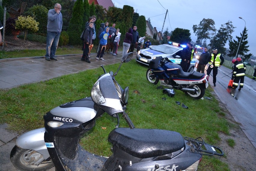 Zderzenie motocyklistów w Miastku na ulicy Słupskiej