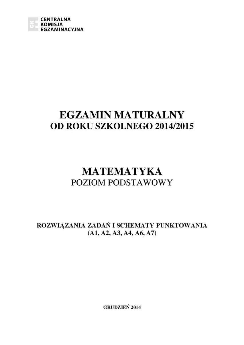PYTANIA Z MATEMATYKI. Matura próbna z Centralną Komisją Egzaminacyjną 2014/2015